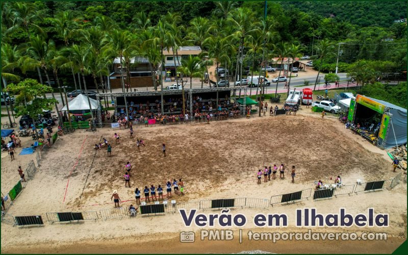 Programação Verão 2025 em IlhaBela no litoral norte paulista : atividades esportivas, culturais e de lazer na Praia Grande e na Praia do Perequê