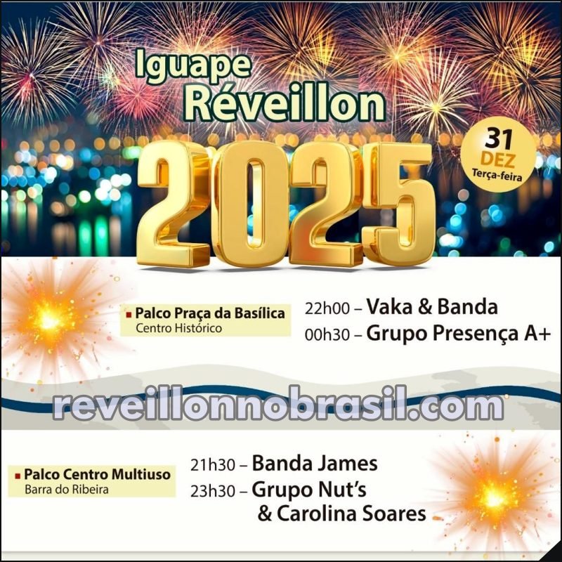 Iguape Réveillon 2025 no litoral paulista : shows na virada de ano