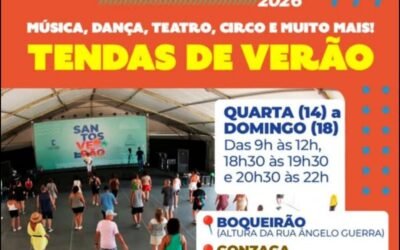 Verão 2026 em Santos no litoral paulista : aulas e apresentações musicais nas tendas da orla - sortimentos.com.br