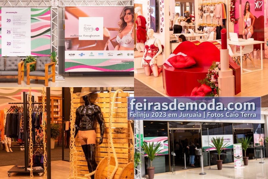 Momentos Felinju 2023 em Juruaia : primeiro dia na feira de moda íntima, praia, fitness e pijamas