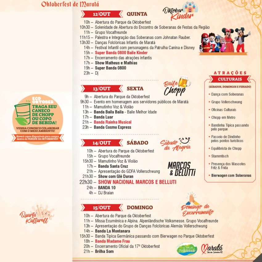 Programação Oktoberfest de Maratá 2023 - Sortimentos Eventos e Feiras