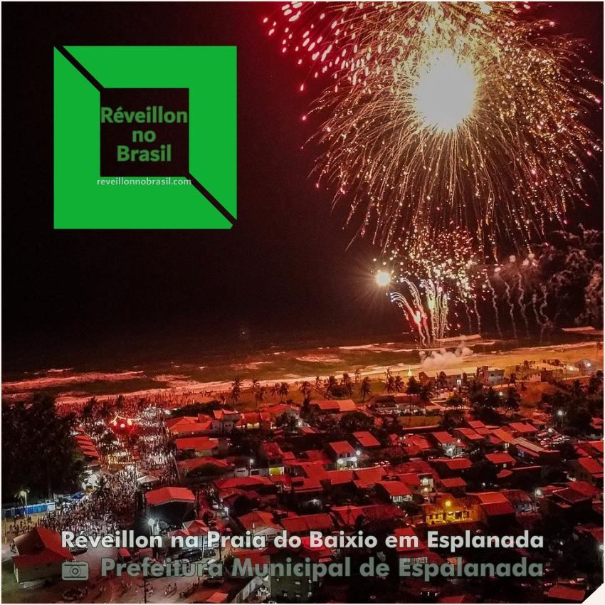 Programação Réveillon 2024 na praia do Baixio em Esplanada na Bahia