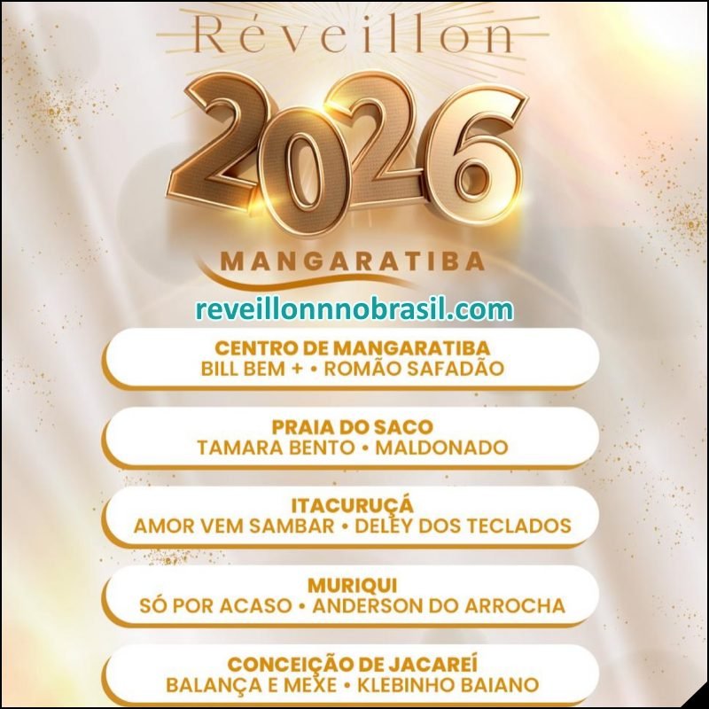 Mangaratiba Réveillon 2026 - Shows Réveillon de Mangaratiba na Costa Verde do Rio de Janeiro - Sortimentos Virada de Ano