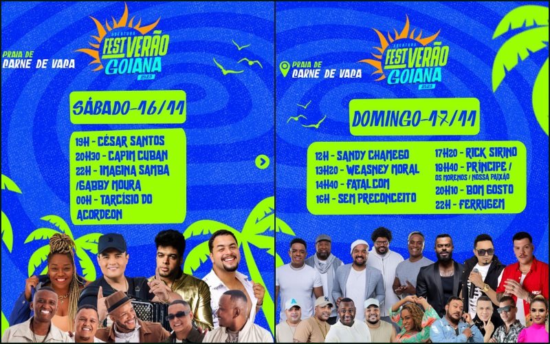 Programação do Fest Verão Goiana 2025 na praia de Carne de Vaca