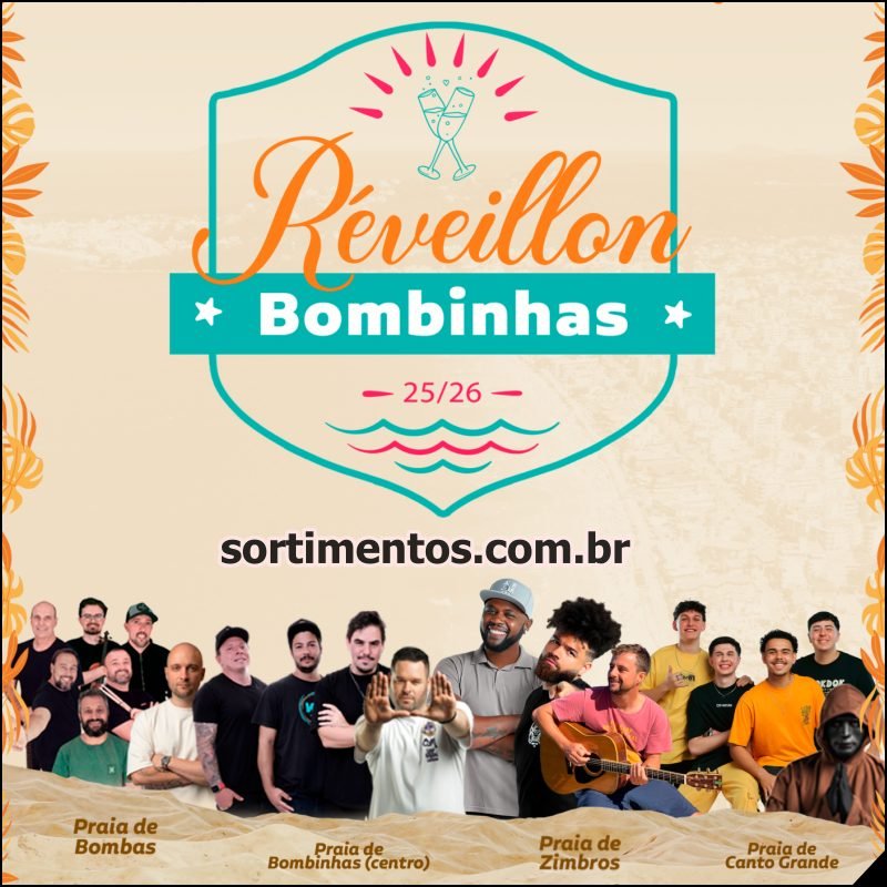 Bombinhas Réveillon 2026 : Programação Réveillon 2026 de Bombinhas no litoral catarinense - Sortimentos Virada de Ano