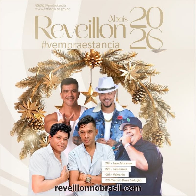 Estancia Réveillon 2026 em Sergipe : shows na virada de ano na Praia do Abaís - reveilllonnobrasil.com