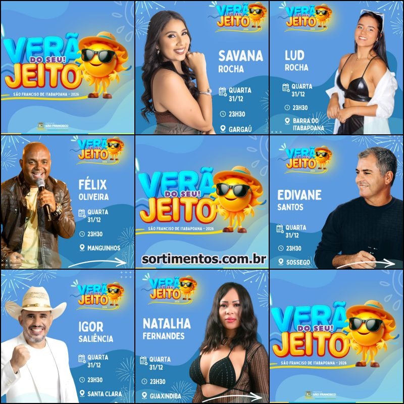 São Francisco de Itabapoana Réveillon 2026 : shows na virada de ano em São Francisco de Itabapoana : Sortimentos Réveillon