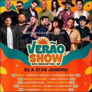 Programação Verão Show 2026 em São Sebastião no litoral paulista - Sortimentos Festival de Verão 2026