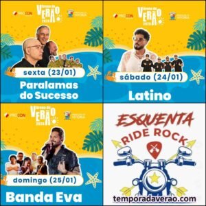 Arena de Verão na Praia de Camburi em Vitória : Shows Paralamas do Sucesso, Latino, Eva e Esquenta Ride Rock in Vix