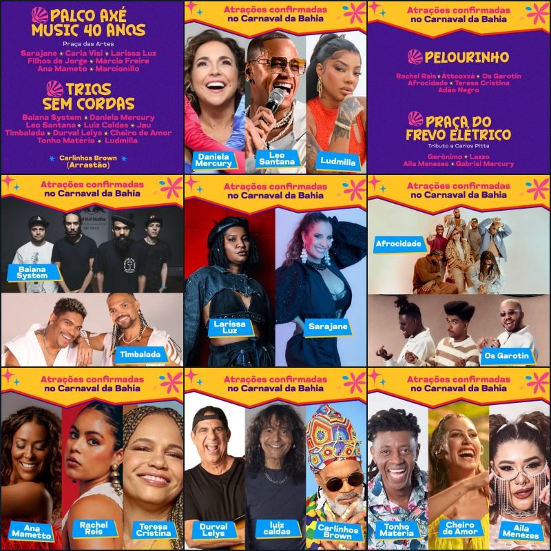 Carnaval 2025 na Bahia : atrações Pelourinho, Palco Axé Music 40 anos e trios sem cordas