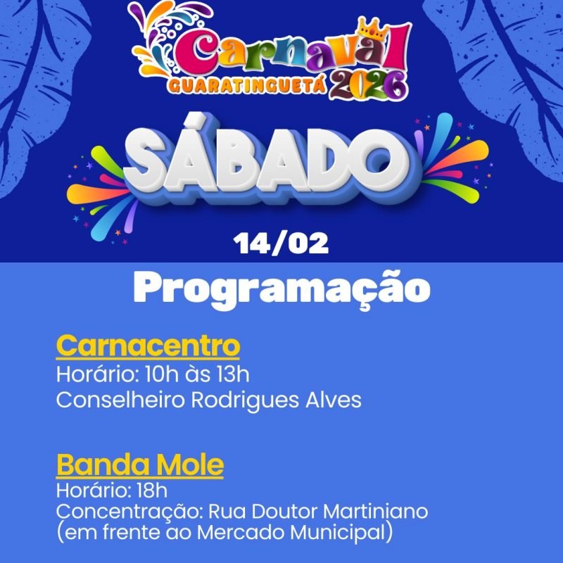 Programação Carnaval 2026 de Guaratinguetá em São Paulo