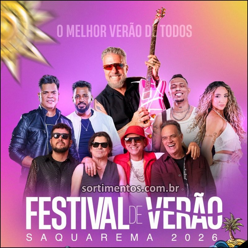 Shows no Festival de Verão 2026 em Saquarema - Programação Festival de Verão 2026 em Saquarema - Sortimentos.com.br