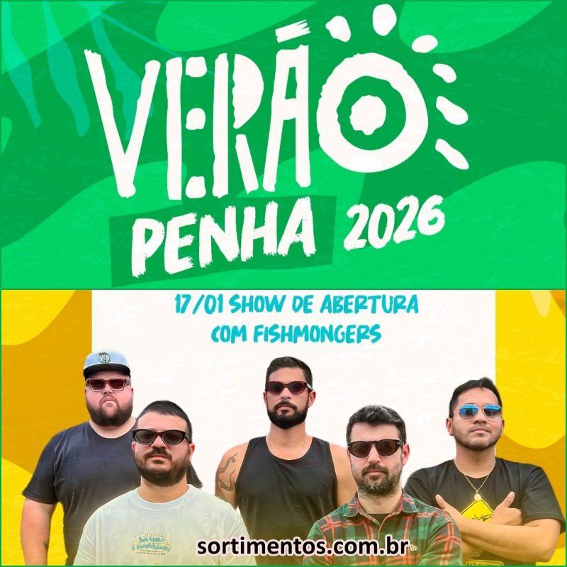 Programação de Verão 2026 em Penha no litoral de Santa Catarina : show da banda Fishmongers na Praia Alegre