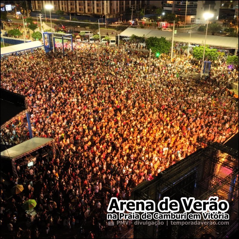 Programação de shows na Arena de Verão 2026 na praia de Camburi em Vitória - Sortimentos Férias de Verão