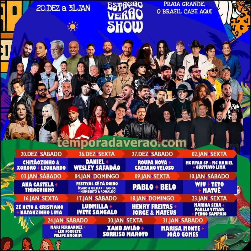 Programação Estação Verão Show 2026 - Sortimentos Estação Verão Show 2026 em Praia Grande