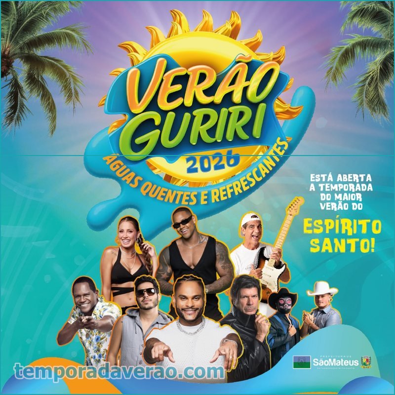 Shows na Praia de Guriri em São Mateus no litoral do Espírito Santo - Shows Verão Guriri 2026 - Sortimentos