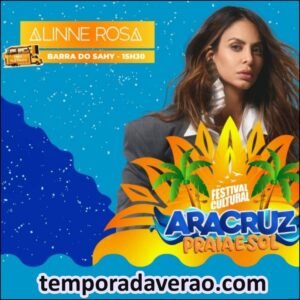 Programação de Verão 2026 em Aracruz no litoral capixaba : show de Alinne Rosa na Barra do Sahy