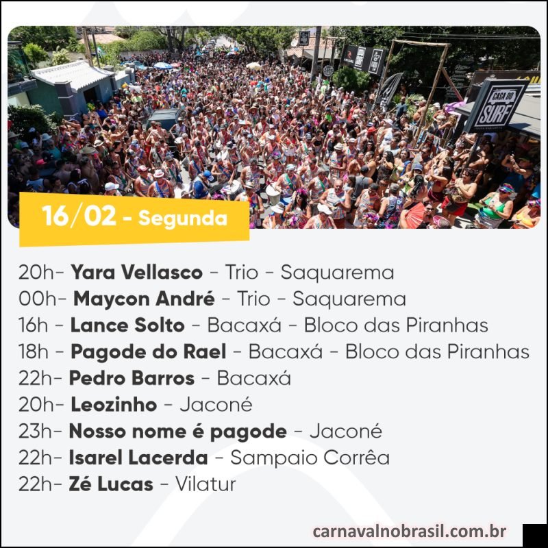 Shows Carnaval 2026 de Saquarema 