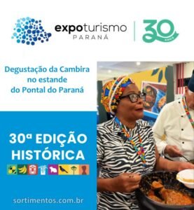 Degustação da Cambira no estande de Pontal do Paraná na Expo Turismo Paraná 2026