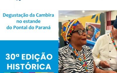 Degustação da Cambira no estande de Pontal do Paraná na Expo Turismo Paraná 2026